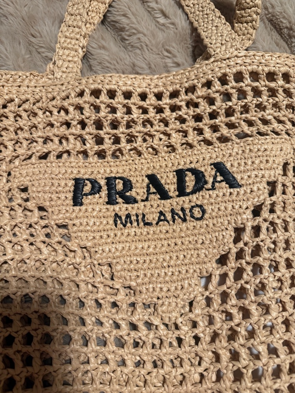 Prada Beige Crochet Milano Tote - Picture 2 of 4